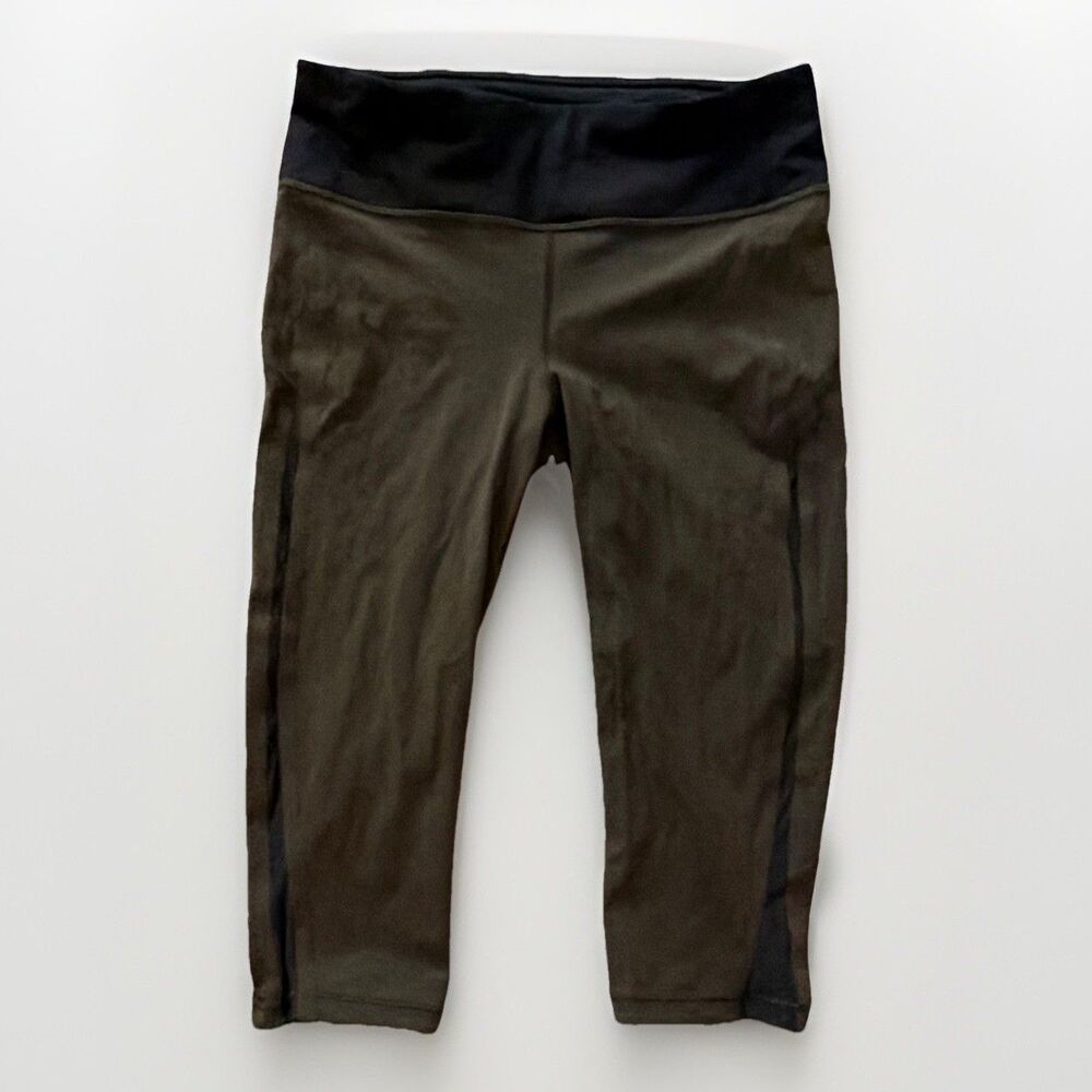 LULULEMON x athletica Women's Cropped Yoga Leggings Green/Black 8 16in